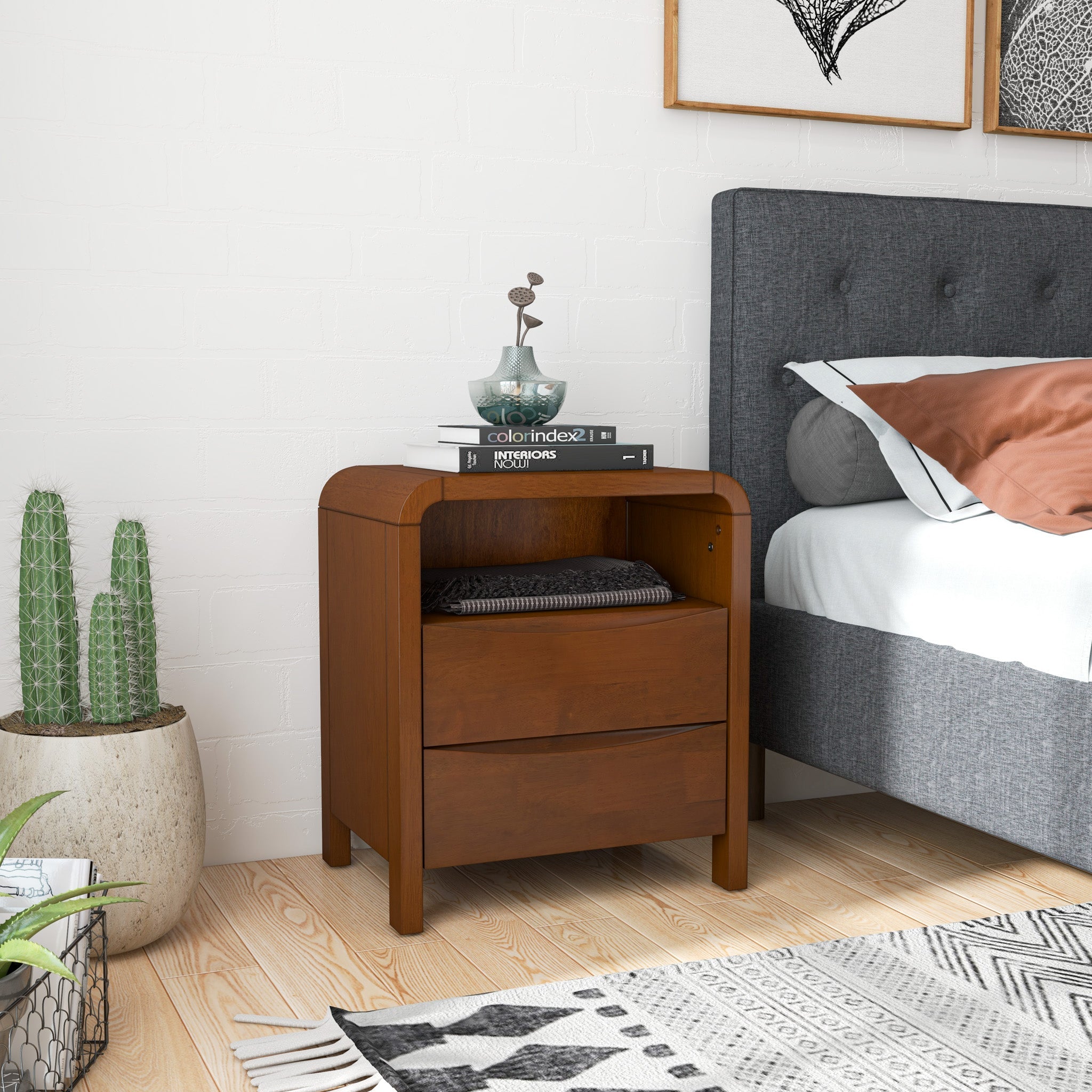 Lionel Mid Century Modern Solid Wood Nightstand