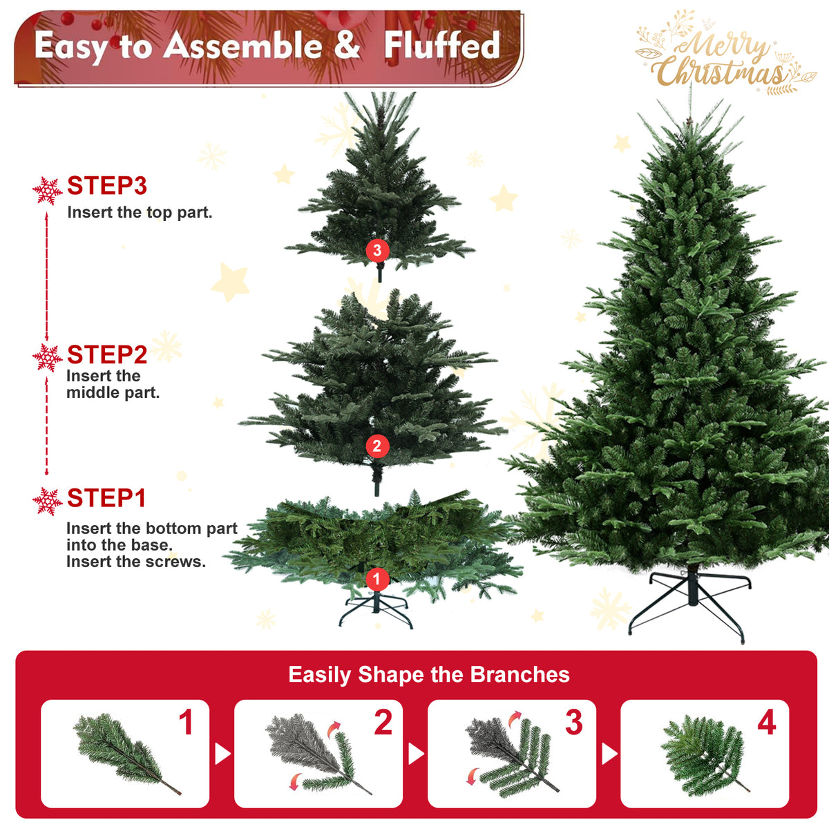 4FT Full-Shaped Christmas Tree with 714 Tips