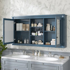 55 Inch Wall-Mount 2-in-1 Mirror Cabinet with Adjustable Shelves