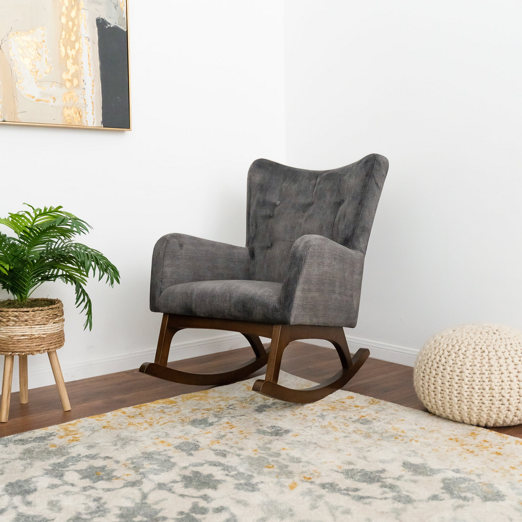 Alistair Solid Wood Rocking Chair with Stain Resistant Fabric