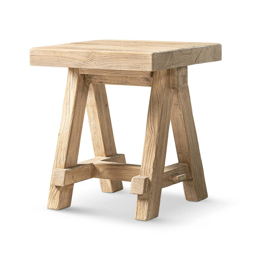 Hawthorne 18" Square Reclaimed Elm Trestle Side Table