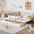 Full Size Platform Bed with Storage Drawers, White