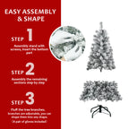4FT Flocked Christmas Tree - Snowy PVC Artificial Holiday Tree