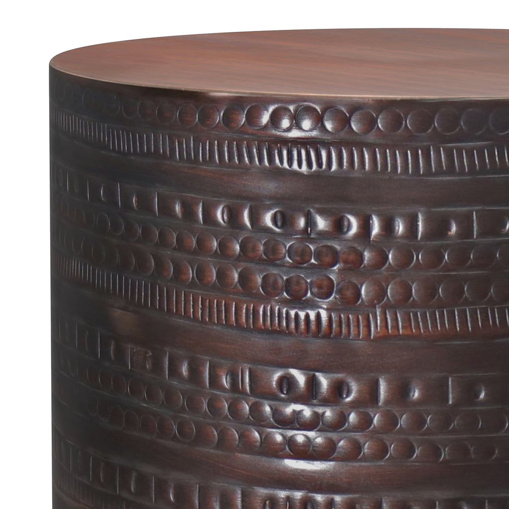 Johnsen 15 Inch Wide Tribal Pattern Metal Accent Table