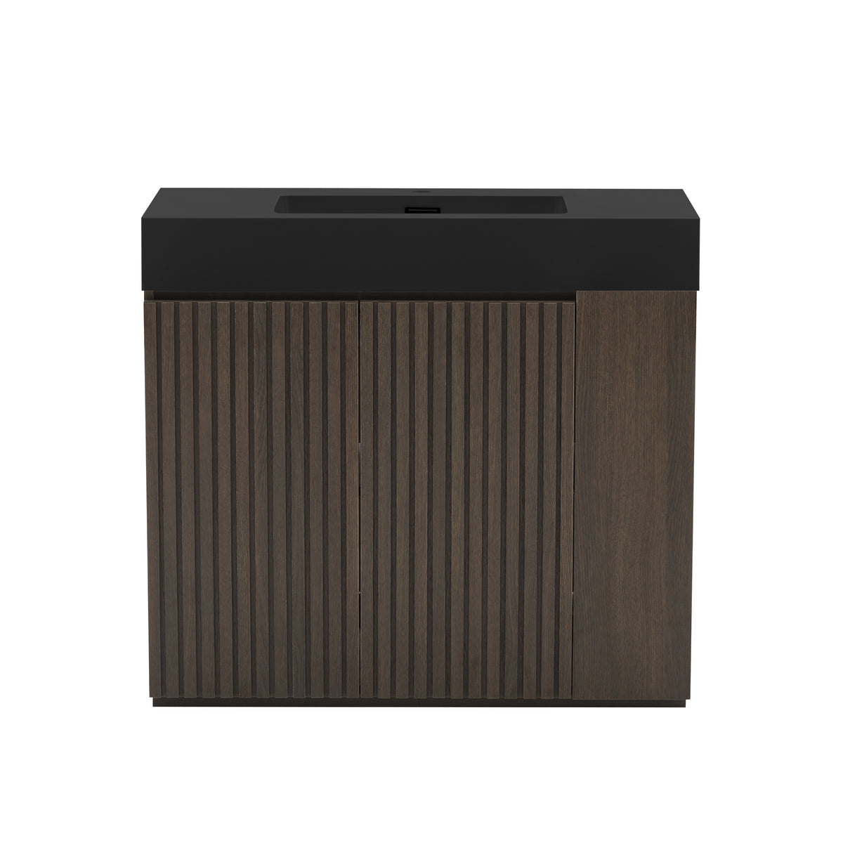 GALAN 36-Inch Bathroom Vanity, Smoked Oak with Solid Surface Sink, Dark Walnut
