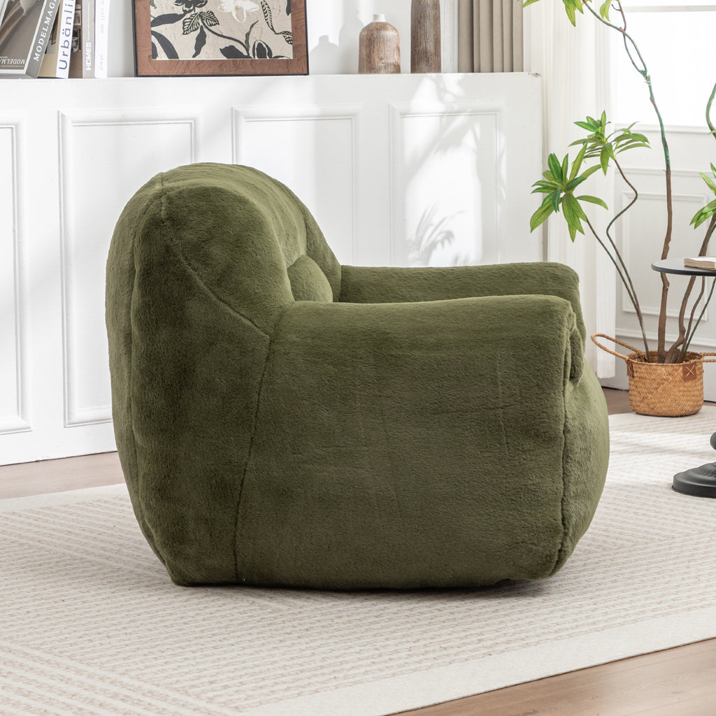 Faux Fur Bean Bag Chair with Back Support