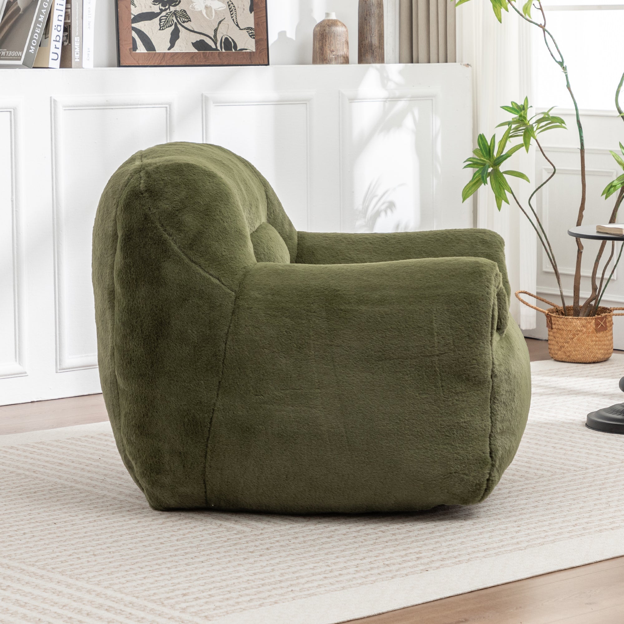 Faux Fur Bean Bag Chair with Back Support