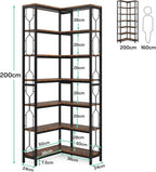 Stylish 7-Tier Industrial Corner Bookshelf