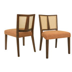 Rattan Dining Chair Without Arm (Walnut + Caramel) Set of 2