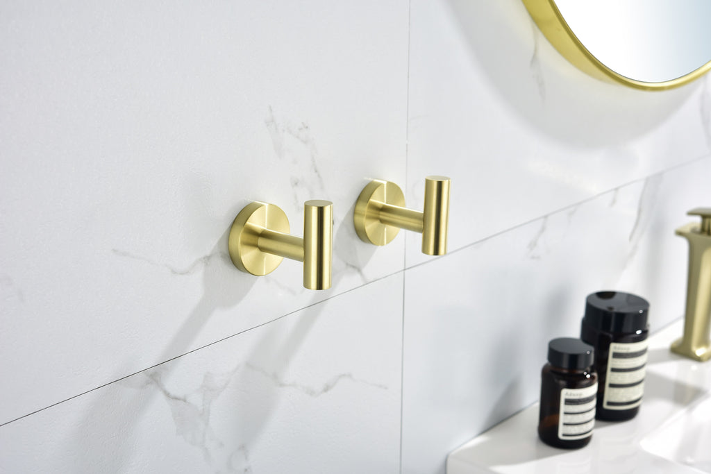 6-Pack Wall-Mounted Stainless Steel Bathroom Towel and Coat Hooks