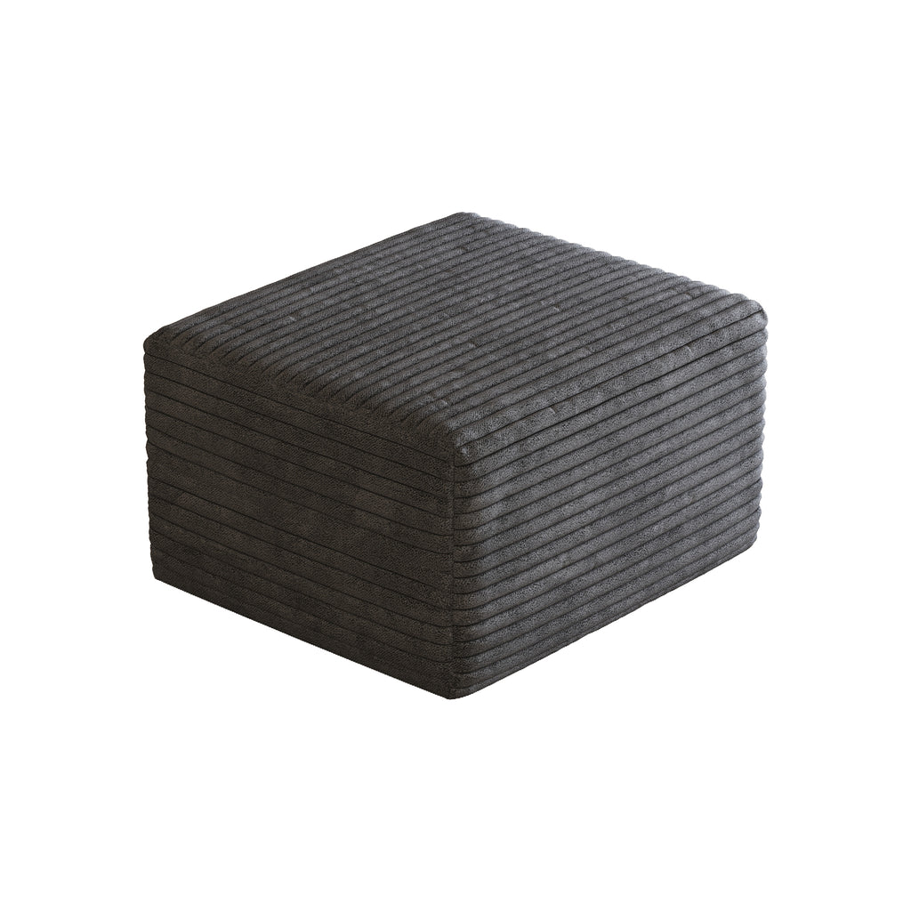 Dark Grey Plush Corduroy Sofa Ottoman