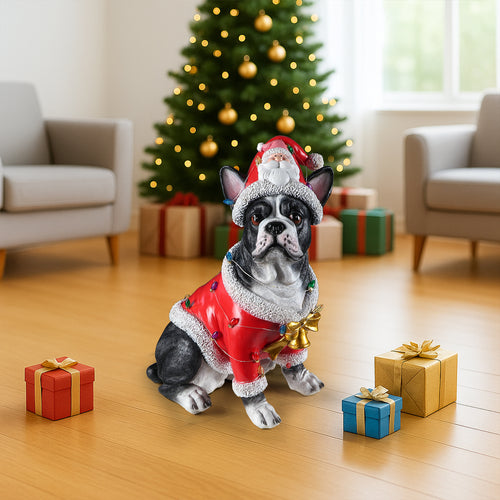 Christmas French Bulldog Statue