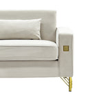 Ivory White 2-Piece Velvet Sofa Set