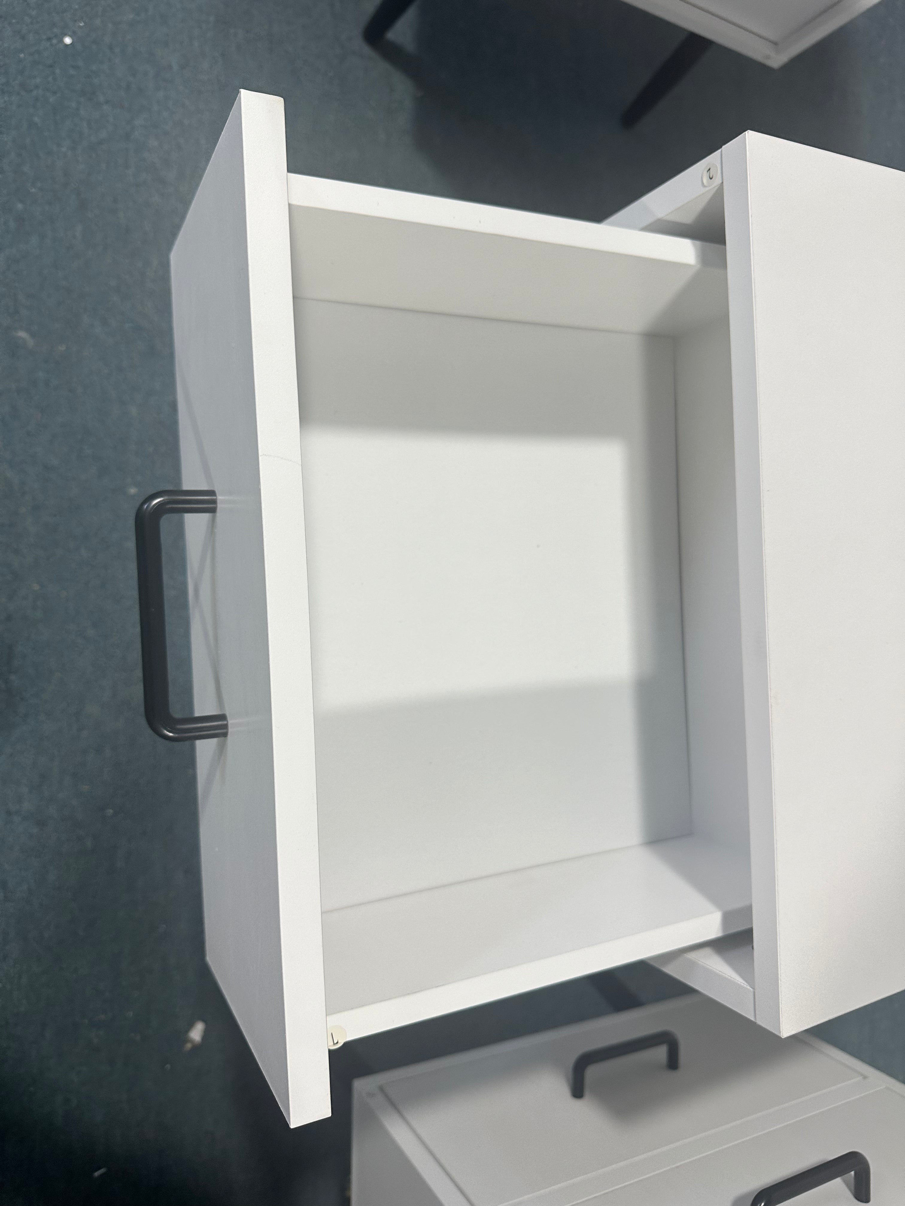 2-Drawer Nightstand with Metal Legs and Metal Handles