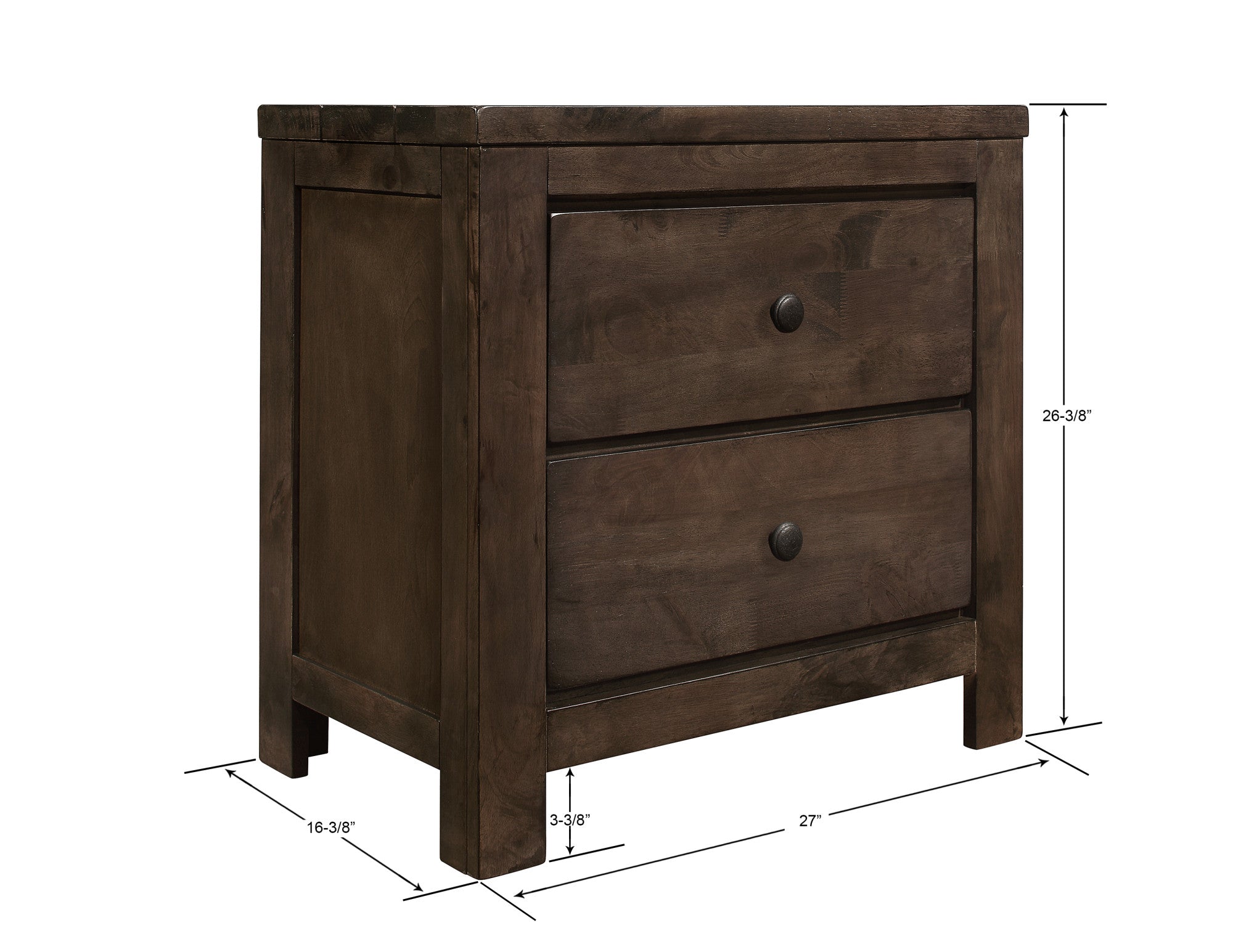 Brown 2-Drawer Nightstand