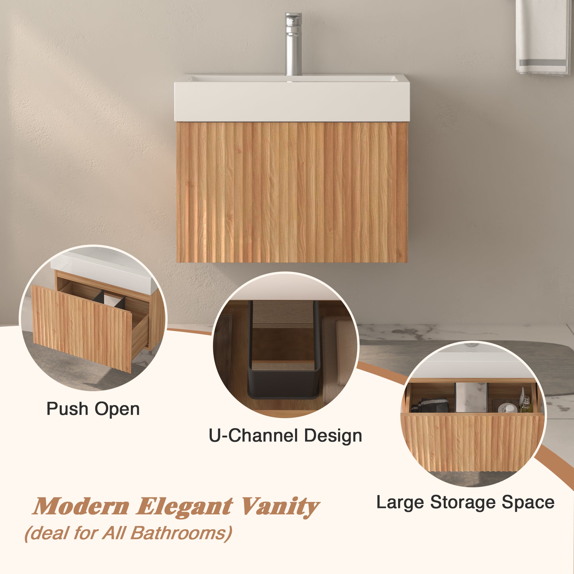 24" Bathroom Vanity with Sink - Modern Minimalist Design