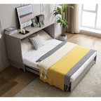 Cabinet Bed with Storage, Queen Bed, Folding Foam Mattress
