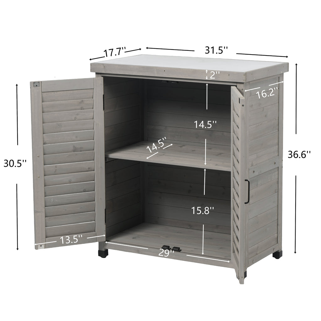 Potting Bench with Storage Cabinet and Metal Table Top