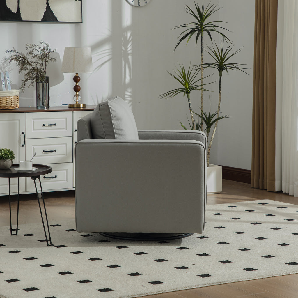 33.6" Upholstered 360° Swivel Armchair with Hidden Storage