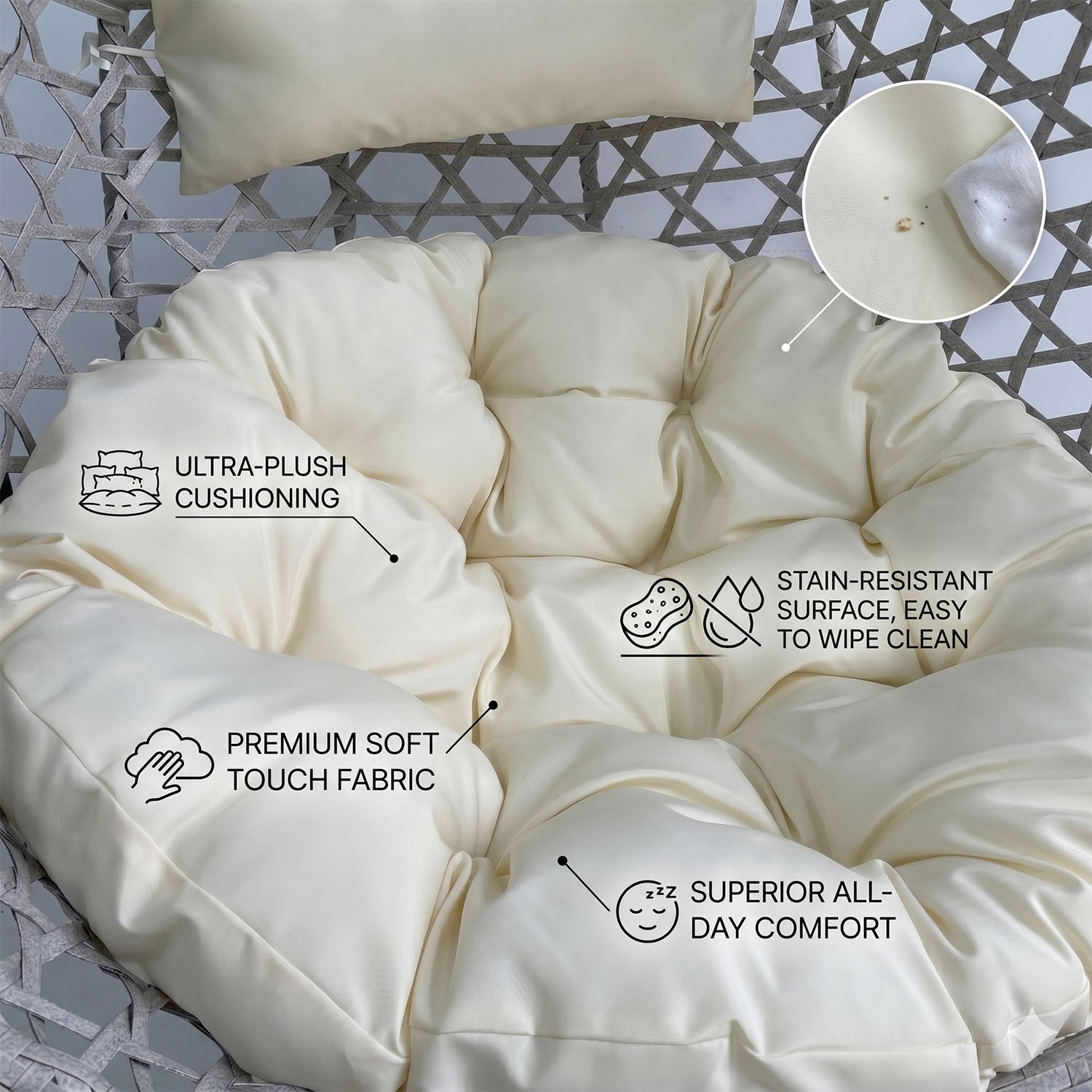 Folding PE Rattan Hanging Egg Chair with Stand