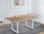 Oak Color Square Extendable Dining Table with Metal Leg