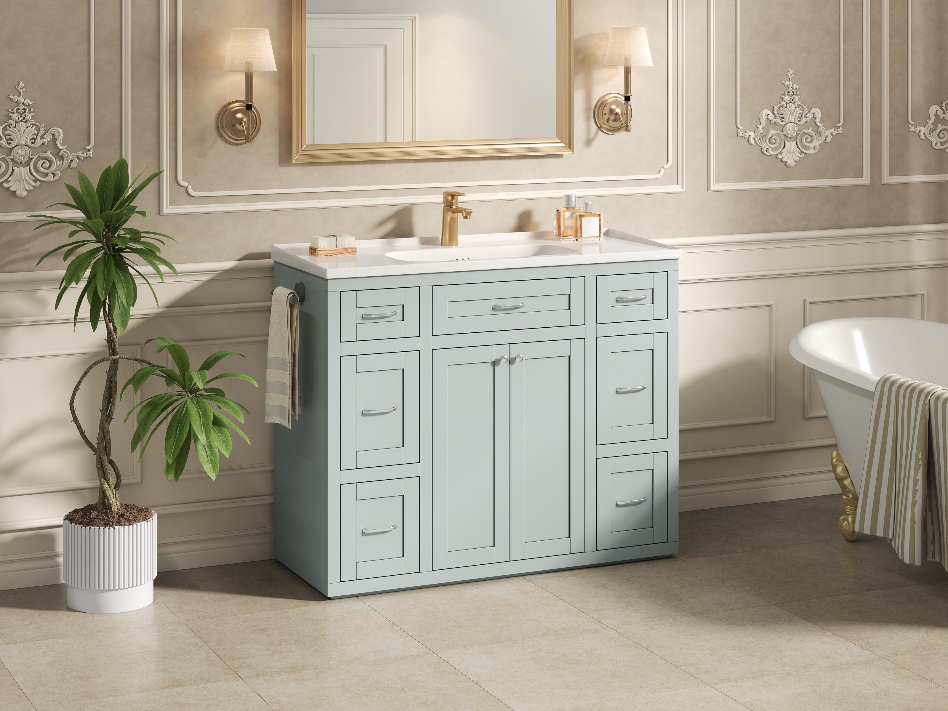 48" Mint Green Bathroom Vanity