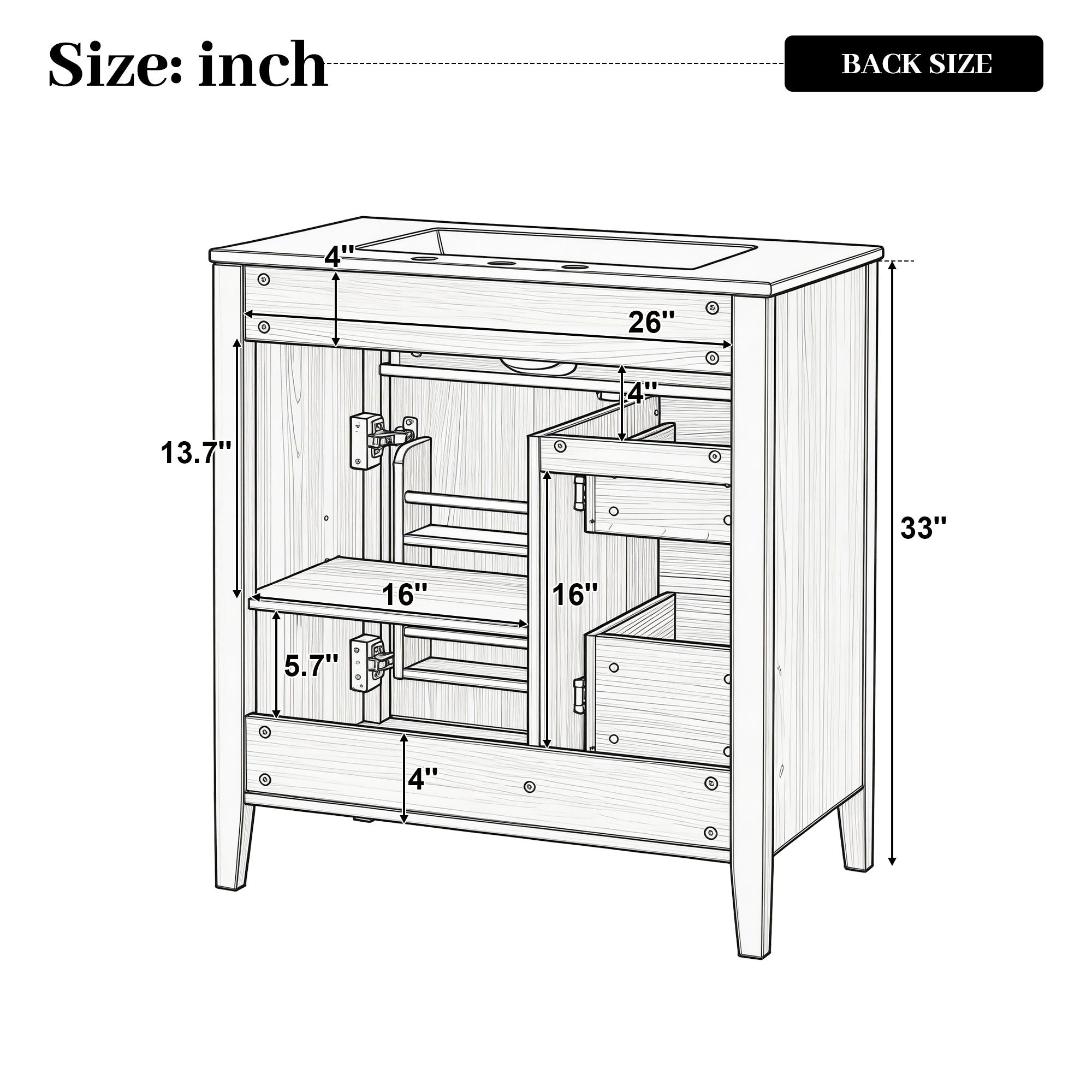30" Natural Wood Grain Bathroom Vanity
