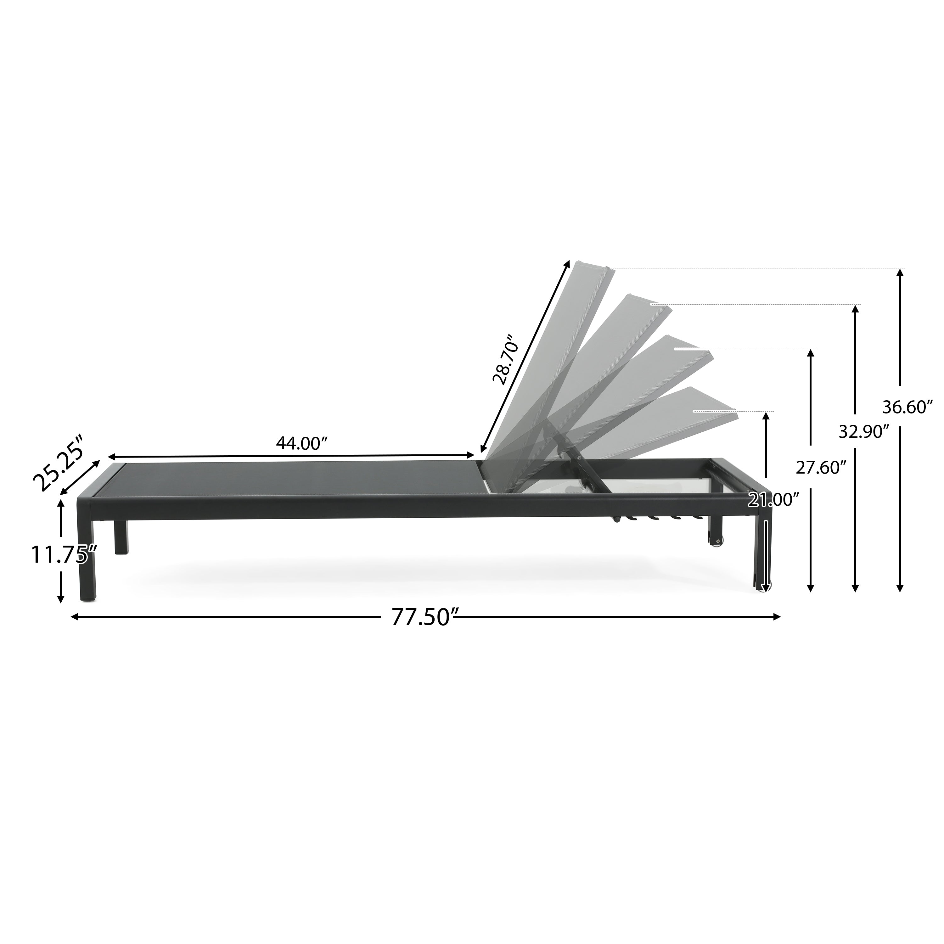 Cape Coral KD Chaise Lounge Black (Set of 2)