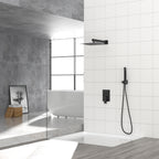 Dual Shower Head - 12 Inch Wall Mounted Square Shower System with Rough-in Valve, Matte