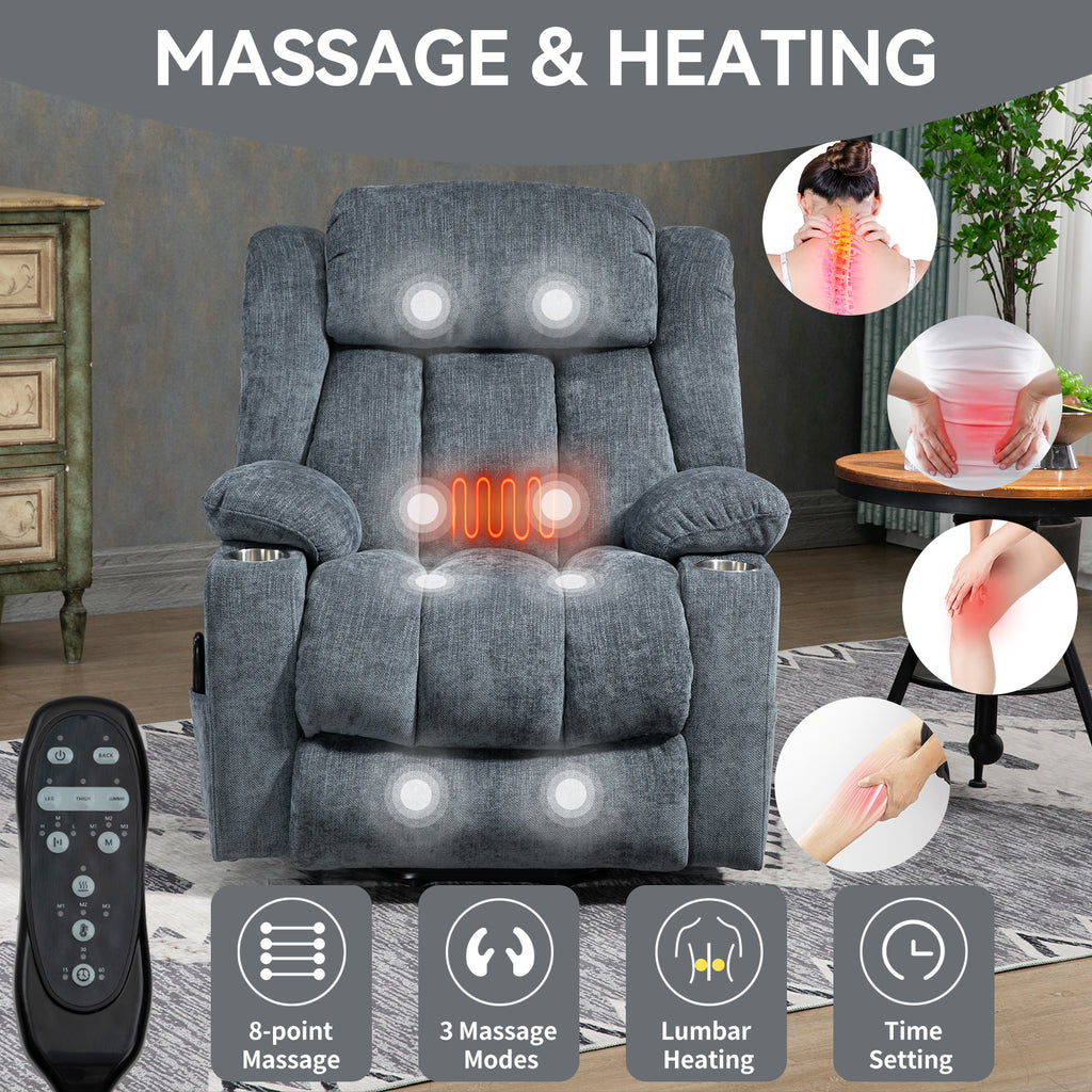 Up To 350 LBS Chenille Power Lift Recliner Chair