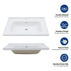 32"x20" White Rectangular Single Vanity Top