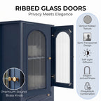 46.5" Glass Display Cabinet with Ribbed Glass Doors