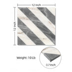 12x12 Waterjet Polished Marble Tile - White & Gray