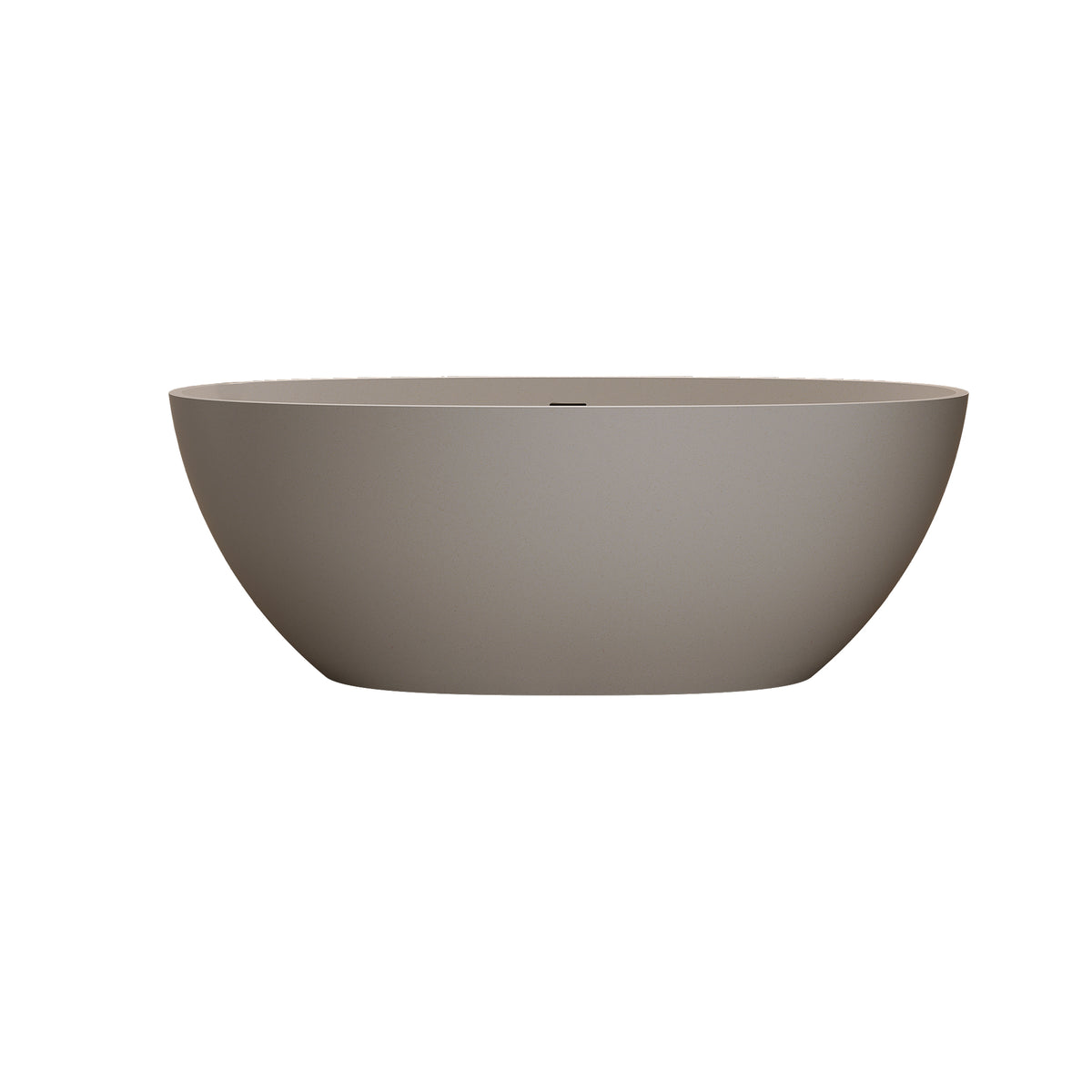 63-Inch Freestanding Soaking Bathtub, Solid Surface Stone Resin, Beige