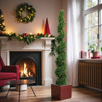 6FT Two-Tone Spiral-Shaped Potted Cedar Tree - 2pcs Set