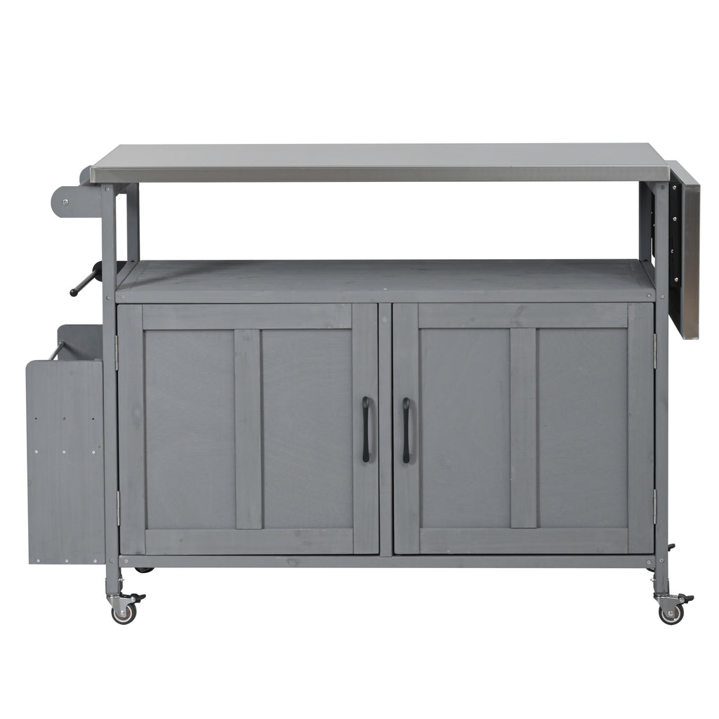 Foldable Outdoor Kitchen Island with Lockable Wheels