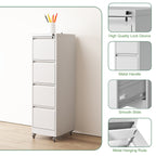 4 Drawer Metal Locking Vertical File Cabinet on Wheels