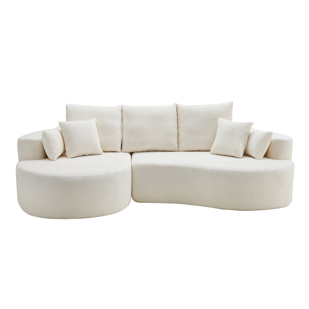 106 in. 2-Piece Fabric Cloud Curved Sectional Sofa - Snow