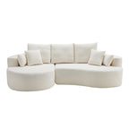 106 in. 2-Piece Fabric Cloud Curved Sectional Sofa - Snow