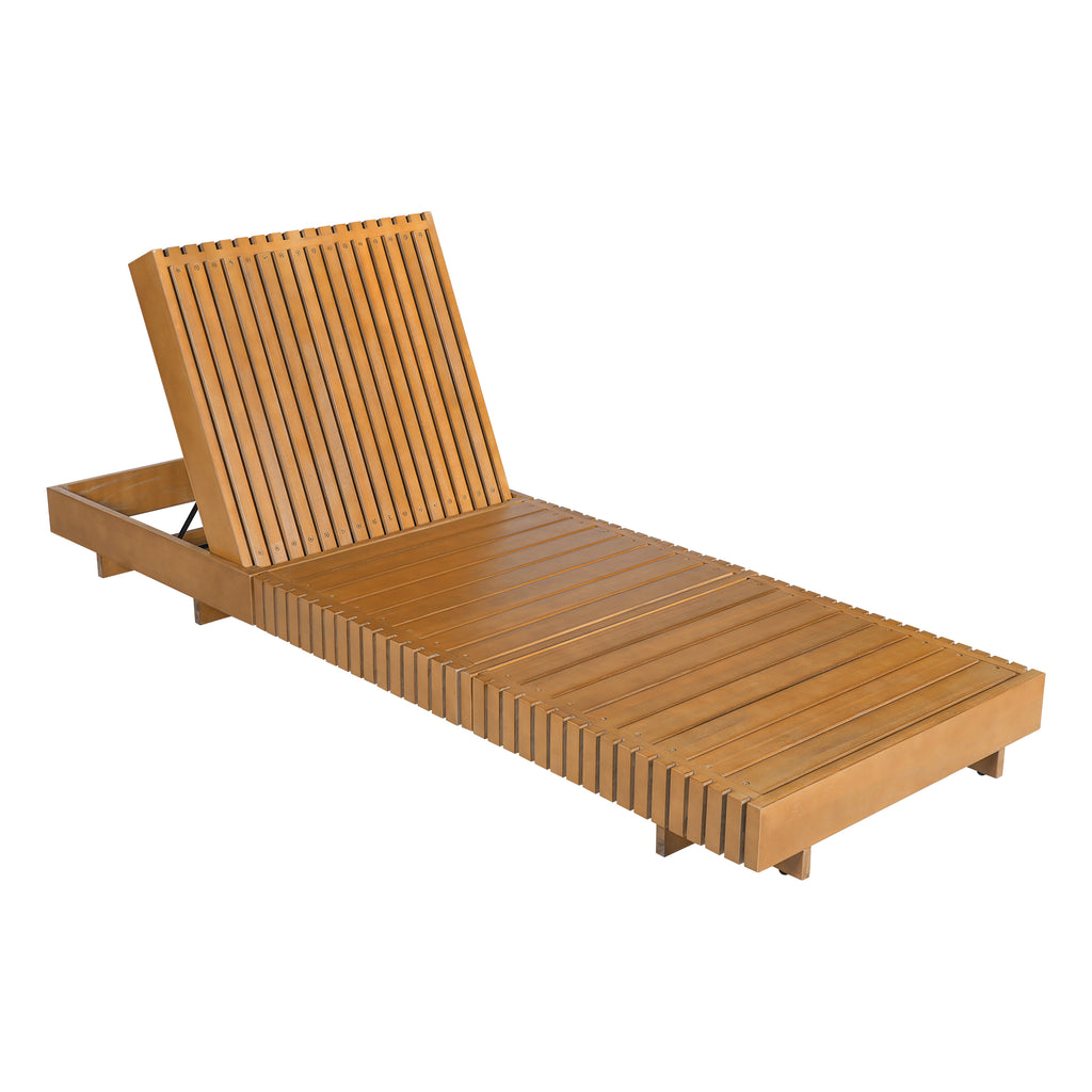 Lounge Chaise Set, Acacia Solid Wood with Lounge Cushion