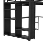 Full Size Loft Bed Frame with Built-in Wardrobe