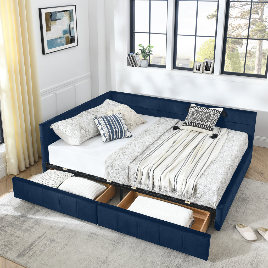 Queen Size Storage Upholstered Tufted Bed Frame