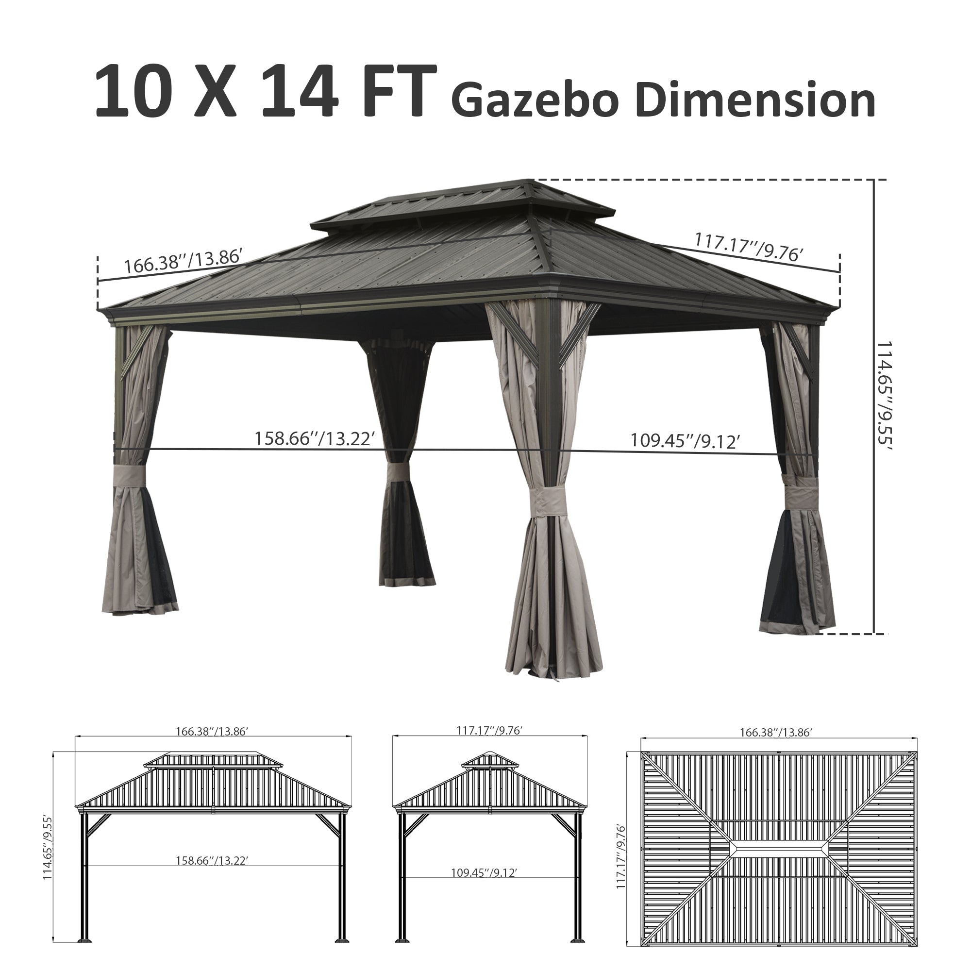 10' X 14' Hardtop Gazebo – Premium Outdoor Shelter
