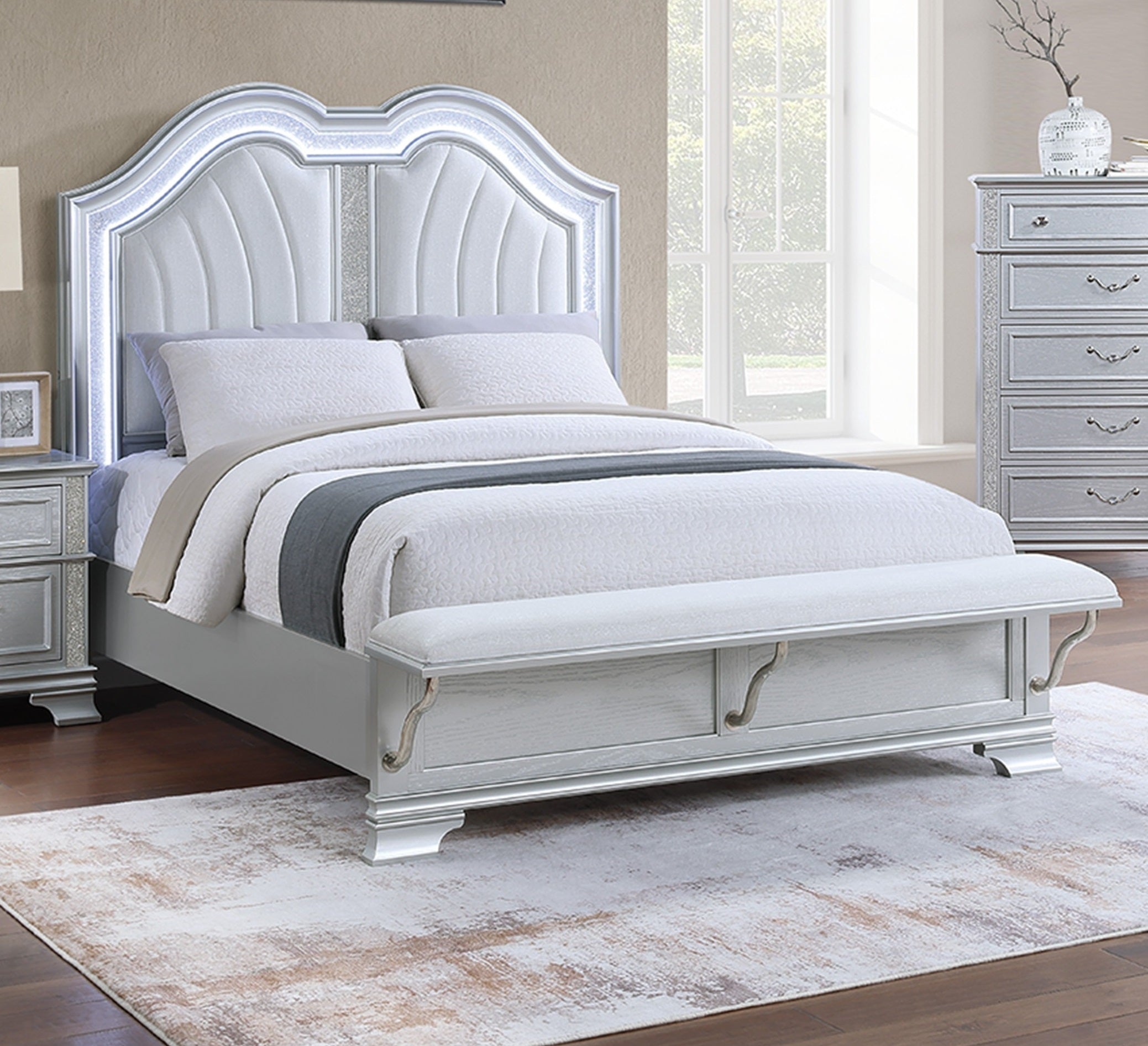 Contemporary Elegant Full Size Bed 3pc Set
