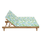 Light Teak Acacia Wood Double Chaise Lounger Set