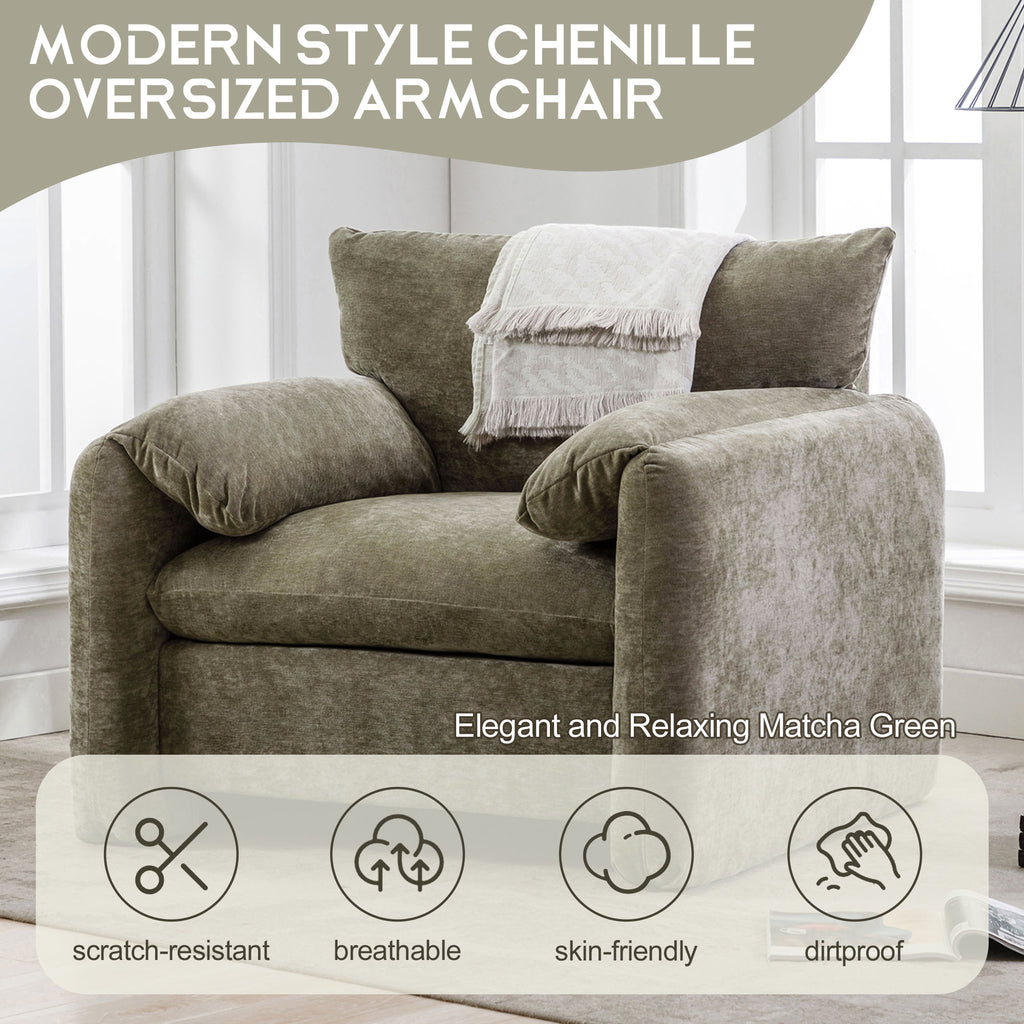 Modern Style Chenille Oversized Armchair