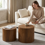 Nesting Coffee Table Set of 2, Modern Round Design