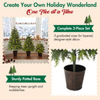 3-Piece Pre-Lit Christmas Tree Set with Warm Lights