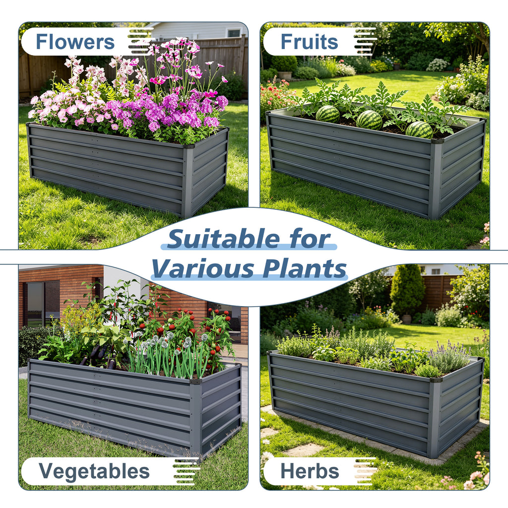 6x3x2ft 2-Piece Large Raised Garden Bed Kit