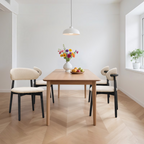 Beige Cotton-Linen Fabric Upholstered Dining Chair